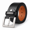 E Looks Genuine Leather Belt for Men | Premium Formal & Casual Leather Belt with Silver Buckle-Black color