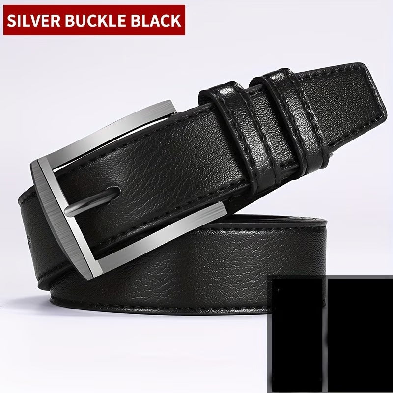 Genine Leather stitched belt - Black