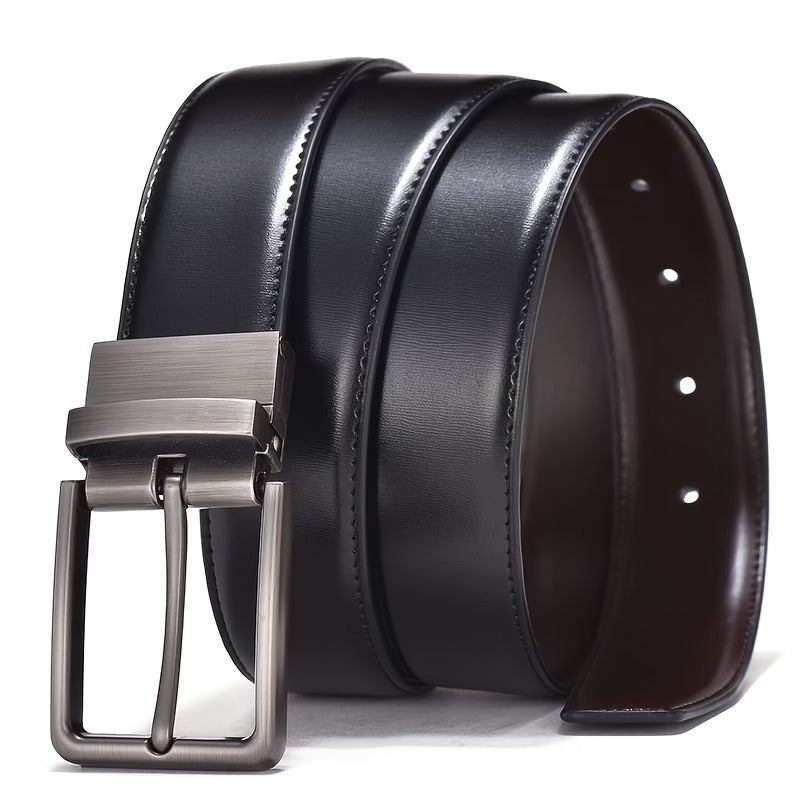 Premium Reversible Leather Belt for Men | 360° Rotating Buckle | Black & Brown