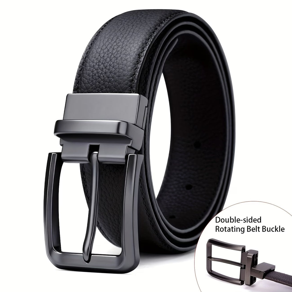 Classic Reversible Leather Belt for Men & Boys | Double-Sided Turning Buckle