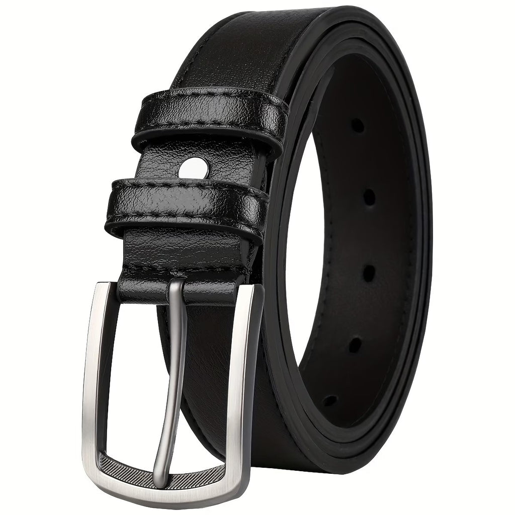 Genine Leather stitched belt - Black