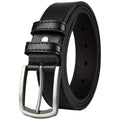 Genine Leather stitched belt - Black