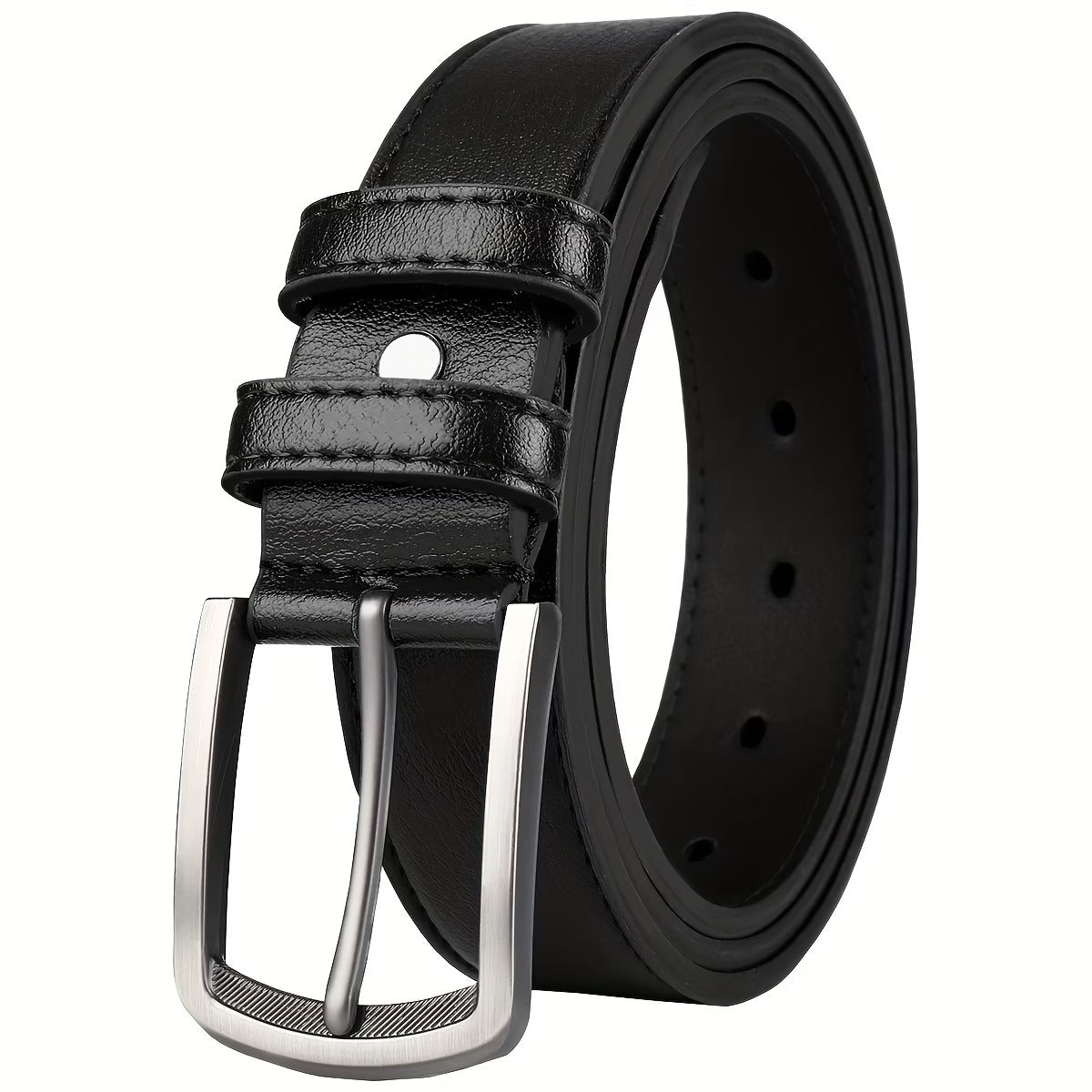 Genine Leather stitched belt - Black
