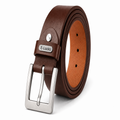 E Looks Genuine Leather Belt for Men | Premium Formal & Casual Leather Belt with Silver Buckle- Mustred color