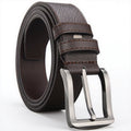 Genuine Leather Stitched Belt - Brown