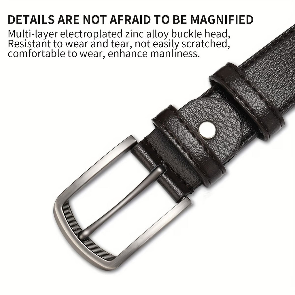 Genine Leather stitched belt - Black