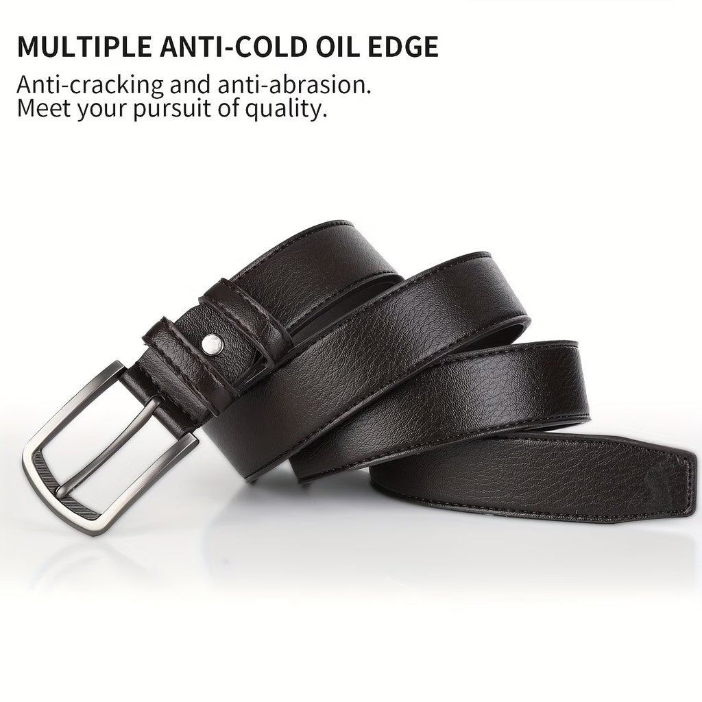 Genuine Leather Stitched Belt - Brown