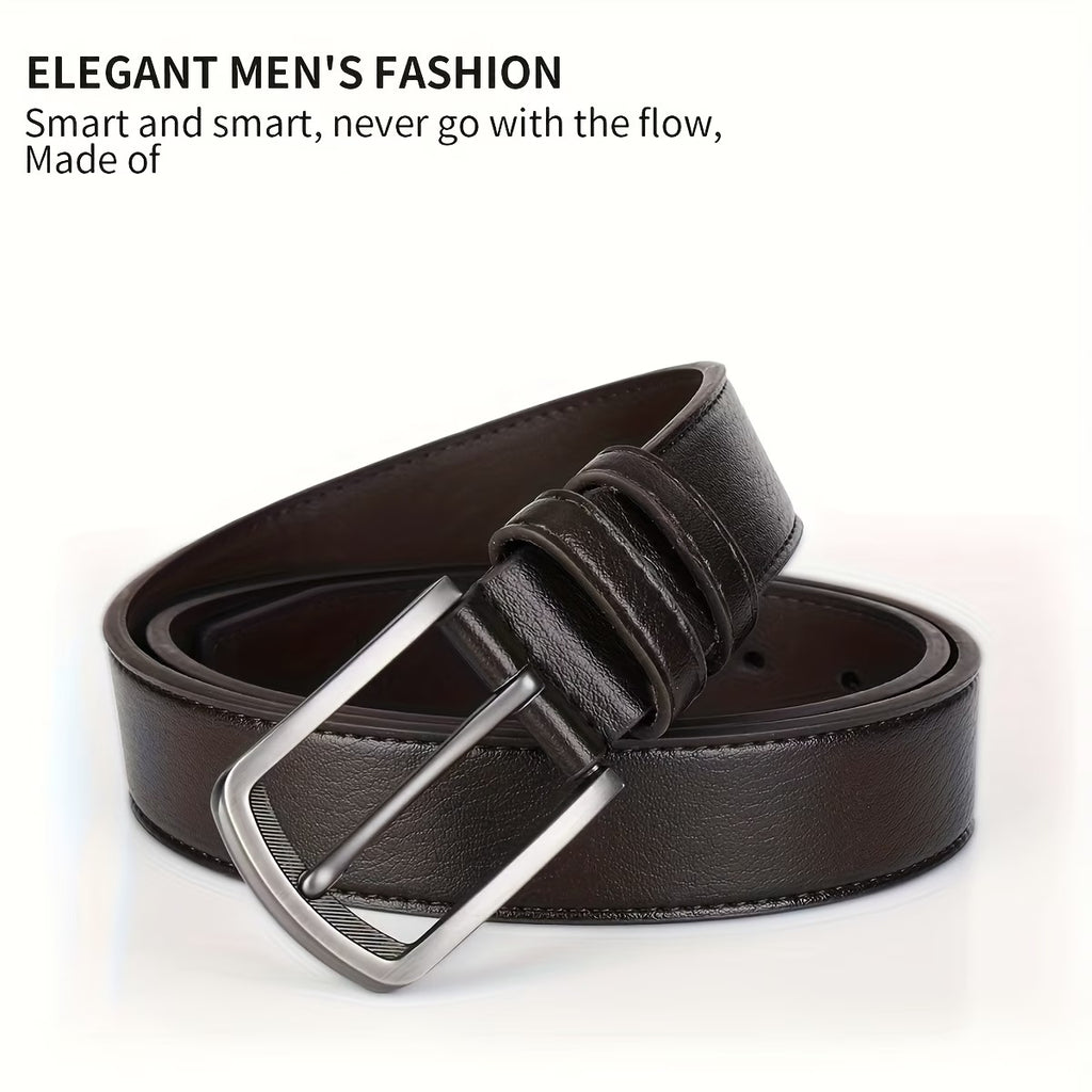 Genuine Leather Stitched Belt - Brown