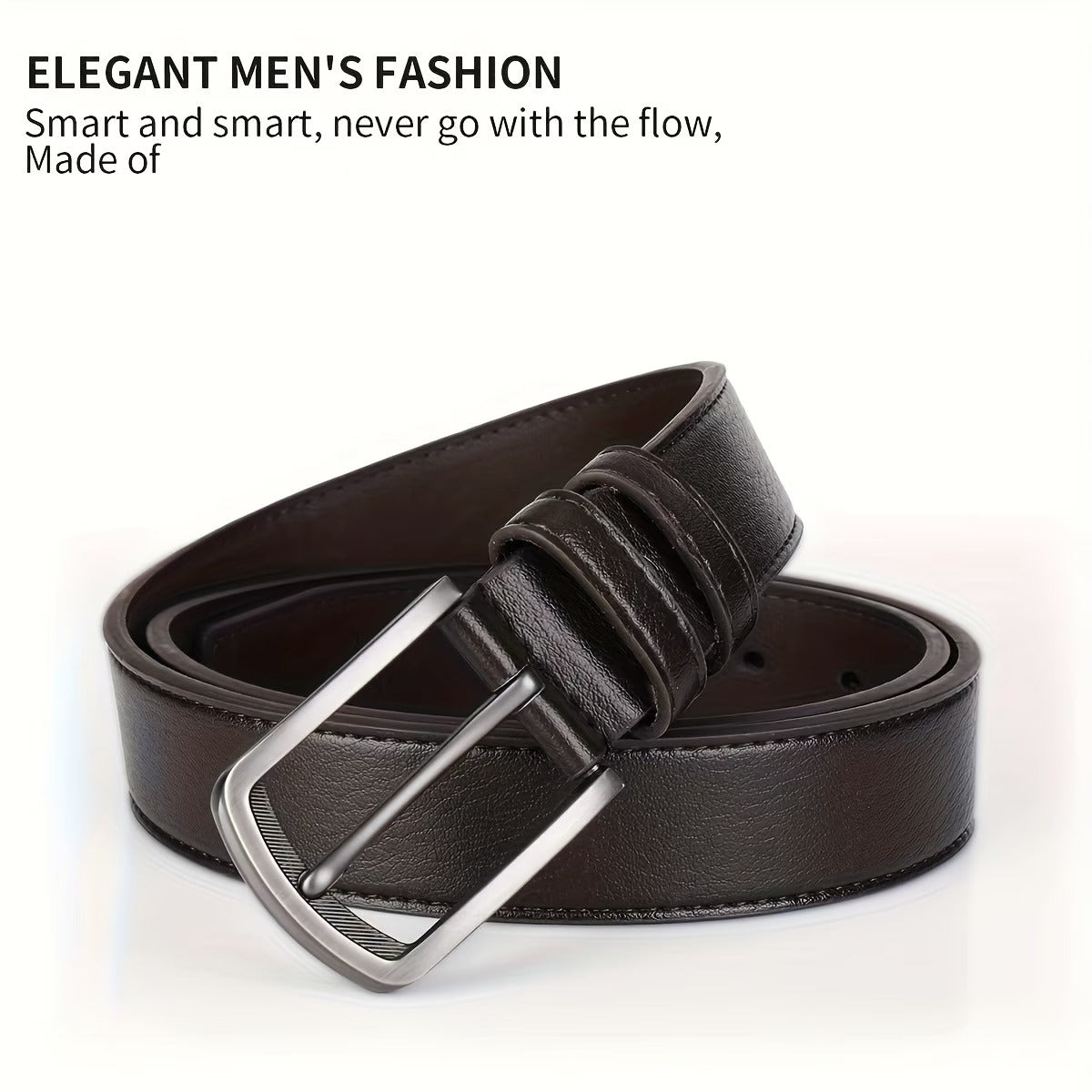 Genuine Leather Stitched Belt - Brown